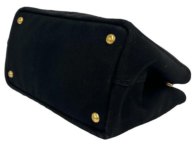 Tote Sac à main Prada Canapa en toile avec logo triangle Noir - vue 8