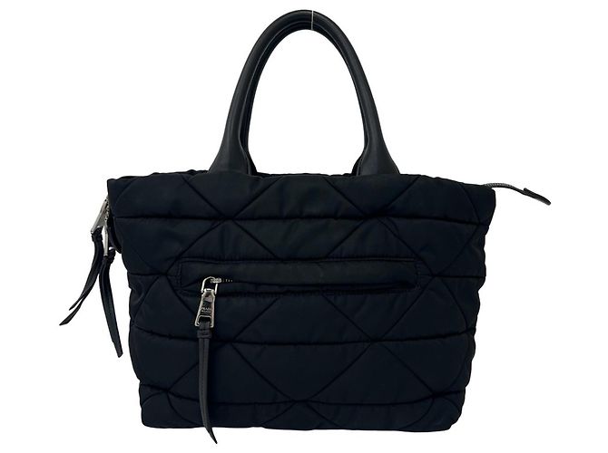 Borsa a tracolla Prada in Tessuto Pocono con logo triangolare in metallo Nero - vista 3