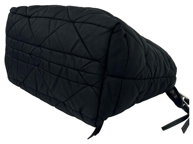 Borsa a tracolla Prada in Tessuto Pocono con logo triangolare in metallo Nero - vista 8