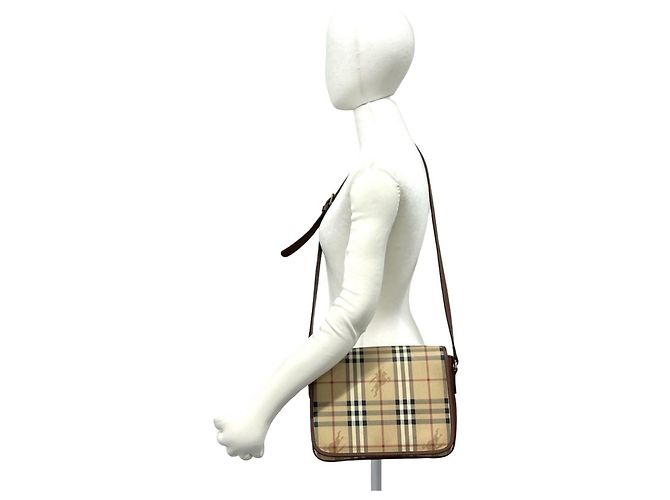 Burberry Vintage Nova Check Pattern Lederschultertasche Braun Beige - Ansicht 2