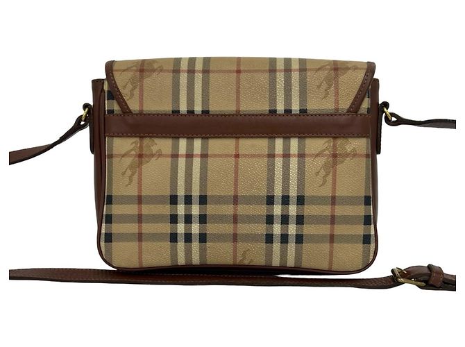 Burberry Vintage Nova Check Pattern Lederschultertasche Braun Beige - Ansicht 3