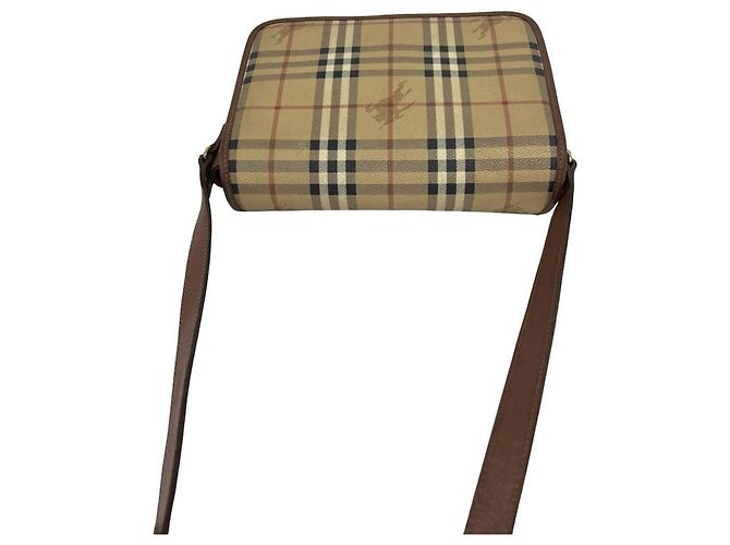 Burberry Vintage Nova Check Pattern Lederschultertasche Braun Beige - Ansicht 4