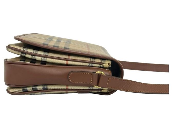 Burberry Vintage Nova Check Pattern Lederschultertasche Braun Beige - Ansicht 6