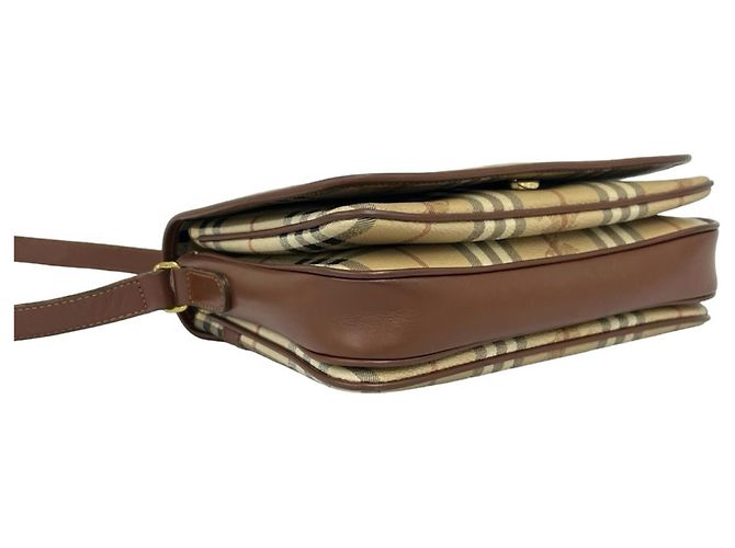 Burberry Vintage Nova Check Pattern Lederschultertasche Braun Beige - Ansicht 7