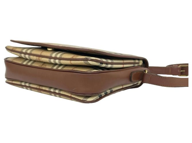 Burberry Vintage Nova Check Pattern Lederschultertasche Braun Beige - Ansicht 8