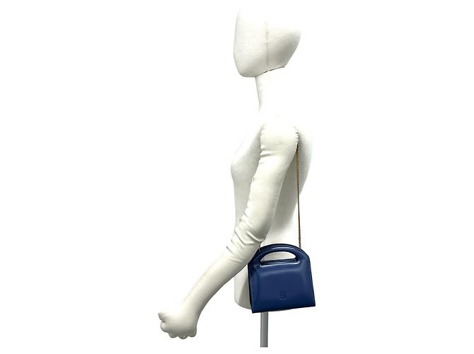 Loewe Vintage Anagram Logo Lederhandtasche Blau - Ansicht 2