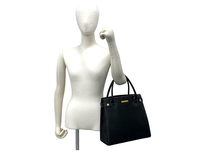 Mini borsa tote in pelle Burberry con logo vintage e dettagli metallici Nero - vista 2