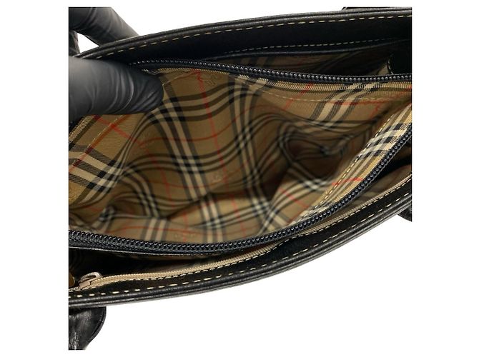 Mini borsa tote in pelle Burberry con logo vintage e dettagli metallici Nero - vista 9