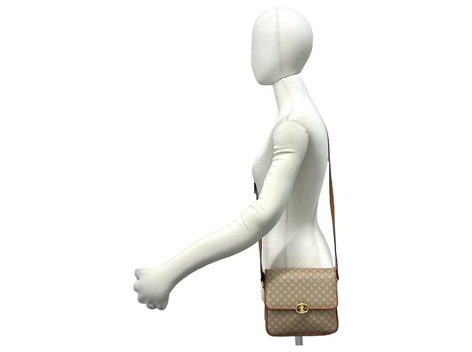 Céline Celine Vintage Triomphe Schultertasche aus Leder Braun Beige - Ansicht 2