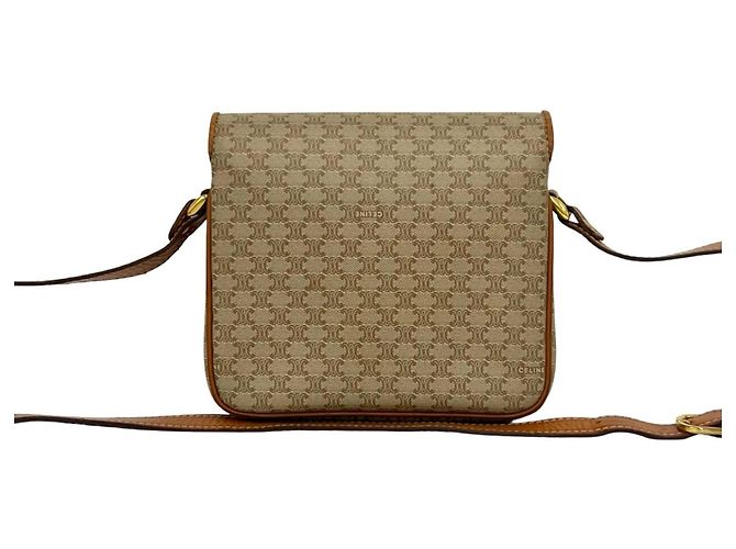 Céline Celine Vintage Triomphe Schultertasche aus Leder Braun Beige - Ansicht 3