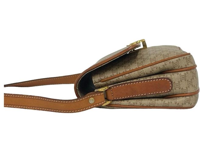 Céline Celine Vintage Triomphe Schultertasche aus Leder Braun Beige - Ansicht 5