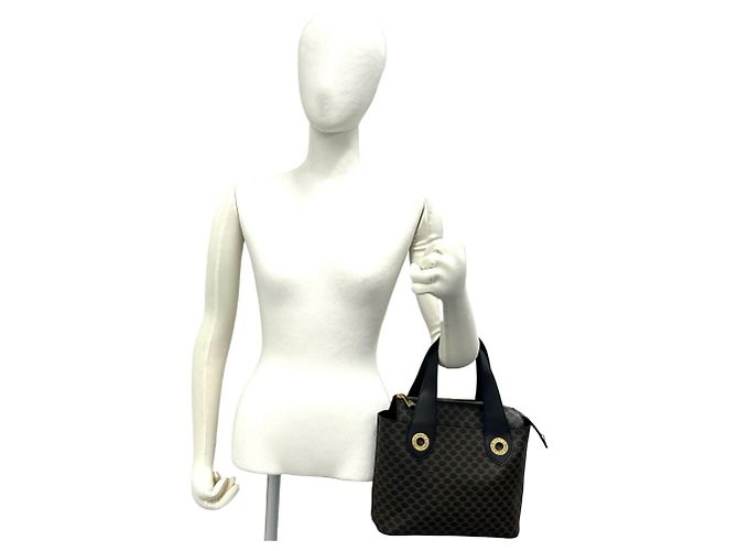 Céline Borsa CELINE Vintage con logo circolare e motivo Macadam Marrone Nero - vista 2