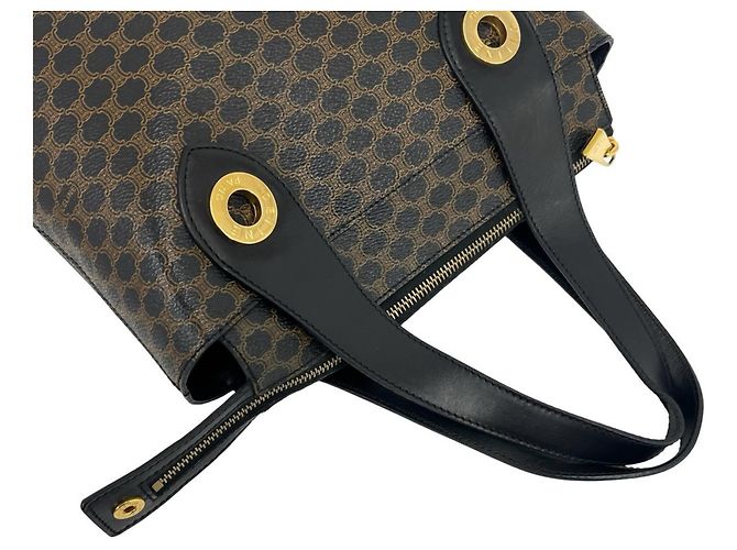Céline Borsa CELINE Vintage con logo circolare e motivo Macadam Marrone Nero - vista 4