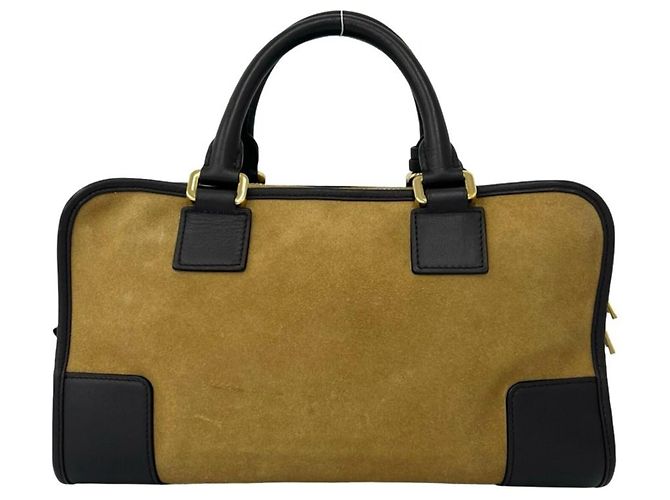 Borsa a tracolla Loewe Amazona 28 in pelle scamosciata Marrone Cammello - vista 3