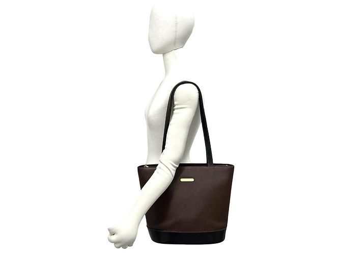 Borsa Tote in pelle Burberry Vintage Logo Hardware Nova Check Pattern Marrone - vista 2