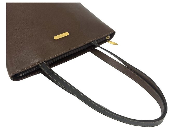Borsa Tote in pelle Burberry Vintage Logo Hardware Nova Check Pattern Marrone - vista 4