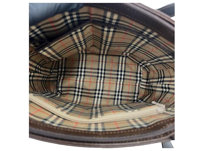 Borsa Tote in pelle Burberry Vintage Logo Hardware Nova Check Pattern Marrone - vista 9