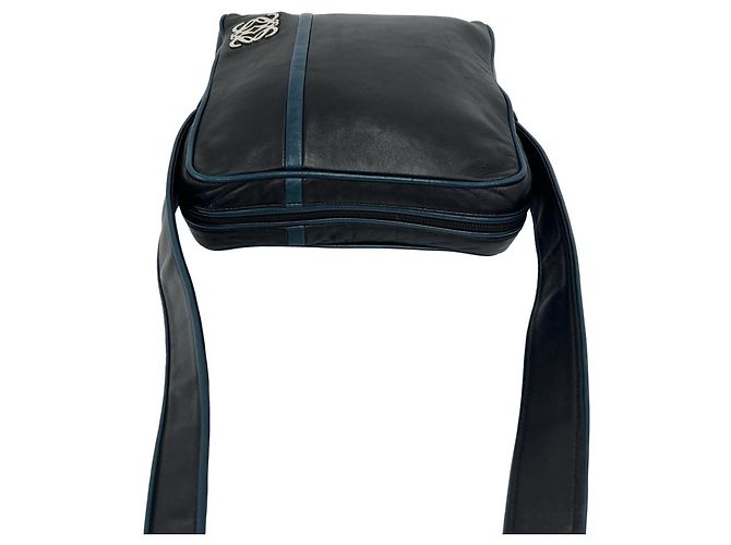 Loewe Vintage Schultertasche mit Anagram-Logo Schwarz Blau - Ansicht 4