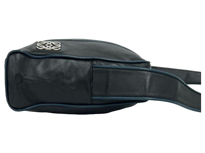 Loewe Vintage Schultertasche mit Anagram-Logo Schwarz Blau - Ansicht 6