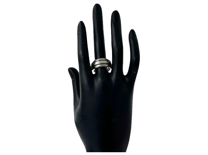 Autre Marque Anello Tiffany Vintage Grooved Double Line Band Ring Argento - vista 2