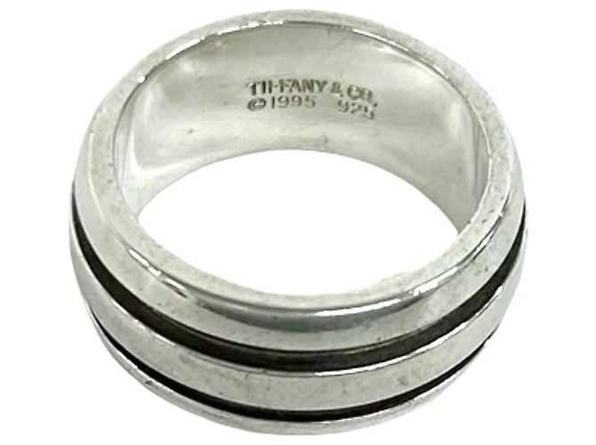 Autre Marque Anello Tiffany Vintage Grooved Double Line Band Ring Argento - vista 4