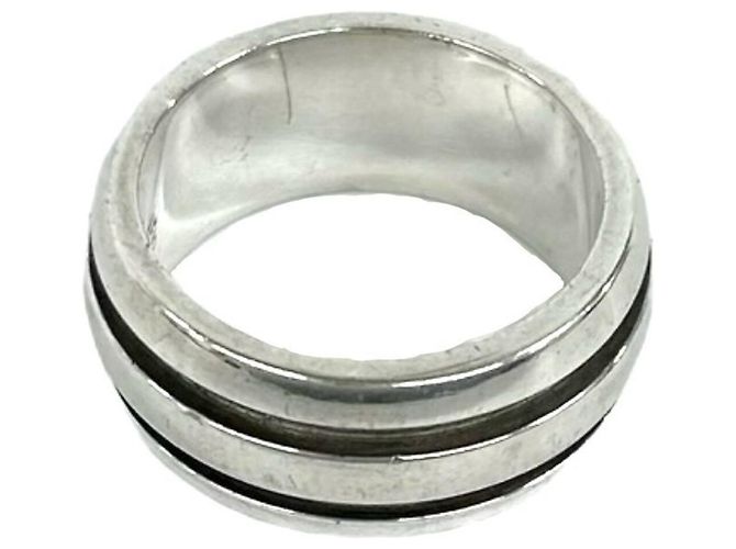 Autre Marque Anello Tiffany Vintage Grooved Double Line Band Ring Argento - vista 5