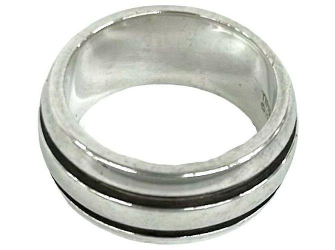 Autre Marque Anello Tiffany Vintage Grooved Double Line Band Ring Argento - vista 6