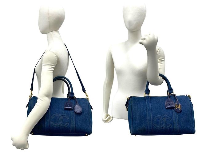 Chanel Vintage Denim 2-Way Schultertasche Blau - Ansicht 2