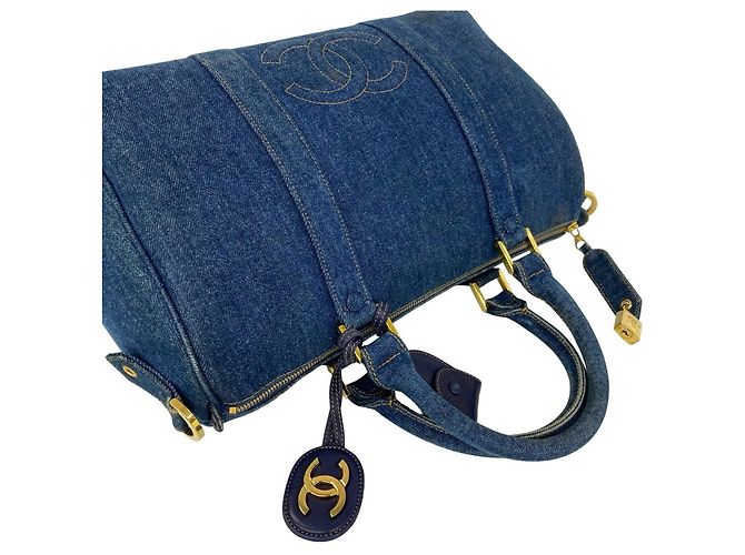 Chanel Vintage Denim 2-Way Schultertasche Blau - Ansicht 4