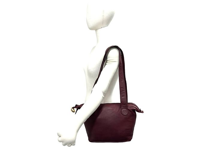 Loewe Vintage Anagram Logo Semi-Shoulder Bag aus Nappaleder Rot Bordeaux - Ansicht 2