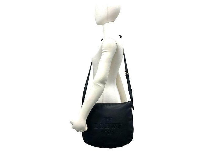 Loewe Heritage Logo Gravierte Lederschultertasche Schwarz - Ansicht 2