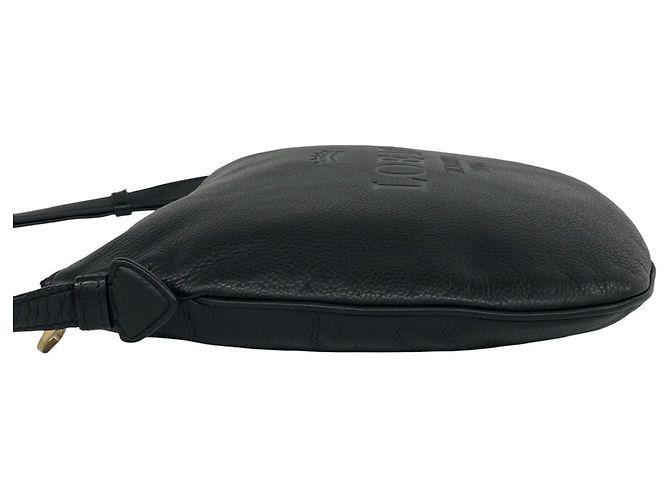 Loewe Heritage Logo Gravierte Lederschultertasche Schwarz - Ansicht 5