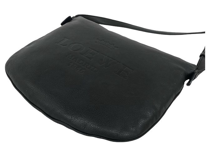 Loewe Heritage Logo Gravierte Lederschultertasche Schwarz - Ansicht 8