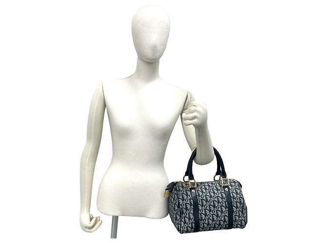 Borsa in pelle e tela Trotter Christian Dior Blu navy - vista 2