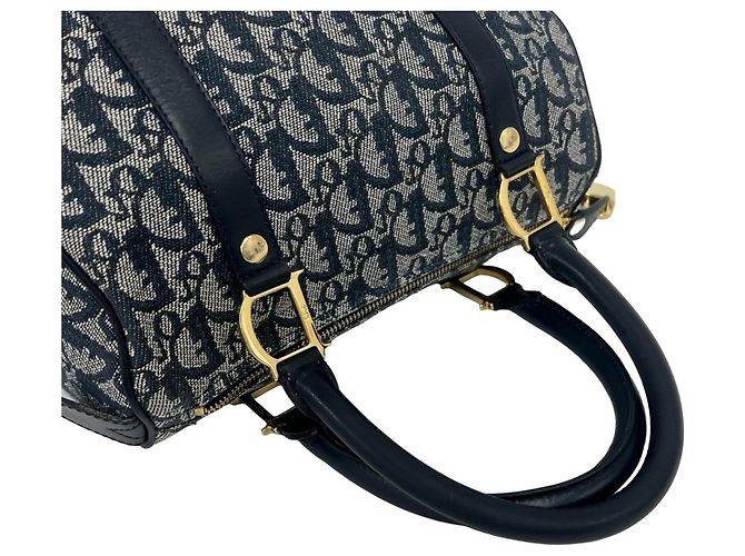 Borsa in pelle e tela Trotter Christian Dior Blu navy - vista 4
