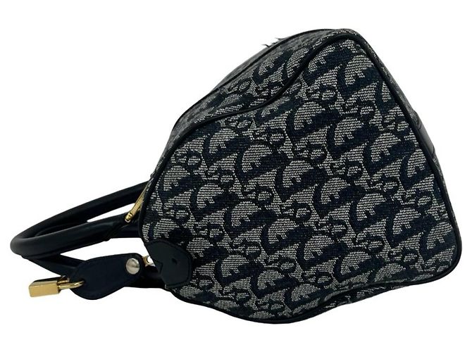 Borsa in pelle e tela Trotter Christian Dior Blu navy - vista 5