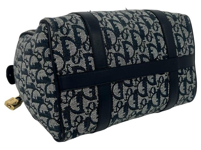 Borsa in pelle e tela Trotter Christian Dior Blu navy - vista 7