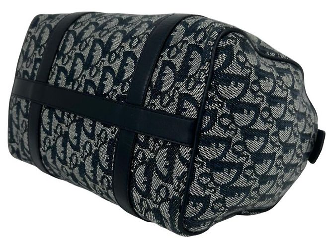Borsa in pelle e tela Trotter Christian Dior Blu navy - vista 8