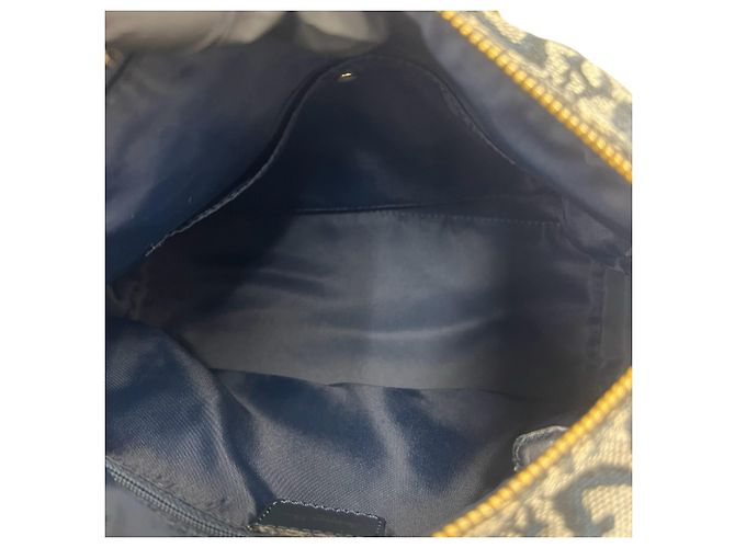 Borsa in pelle e tela Trotter Christian Dior Blu navy - vista 9