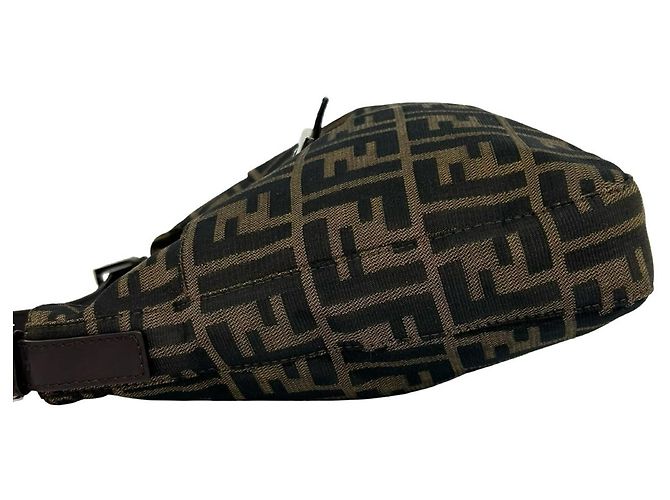 Fendi Zucca FF Logo Pattern Canvas Leder Semi-Shoulder Bag Braun Schwarz - Ansicht 5