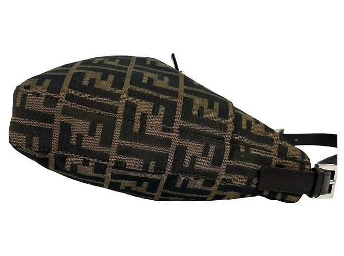 Fendi Zucca FF Logo Pattern Canvas Leder Semi-Shoulder Bag Braun Schwarz - Ansicht 6