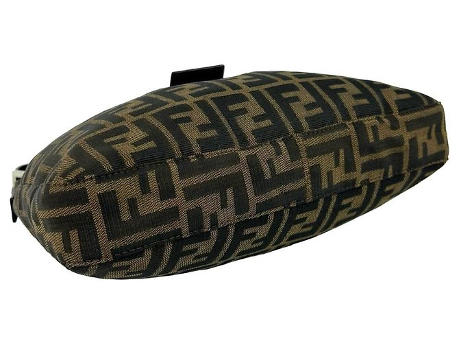 Fendi Zucca FF Logo Pattern Canvas Leder Semi-Shoulder Bag Braun Schwarz - Ansicht 7