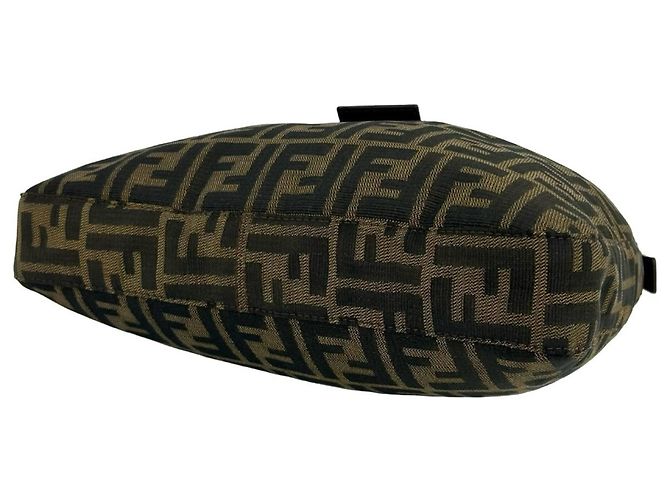 Fendi Zucca FF Logo Pattern Canvas Leder Semi-Shoulder Bag Braun Schwarz - Ansicht 8