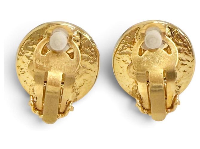 Pendientes de clip CHANEL Vintage 94A Coco Mark Eco Pearl Dorado - vista 2