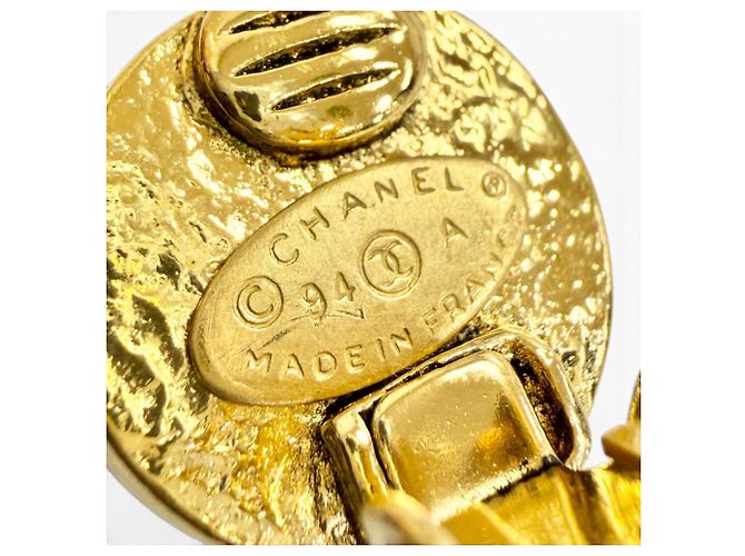 Pendientes de clip CHANEL Vintage 94A Coco Mark Eco Pearl Dorado - vista 5