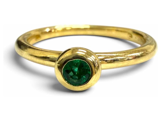 Autre Marque Anello Tiffany Vintage Bizet Emerald Band D'oro Verde - vista 2