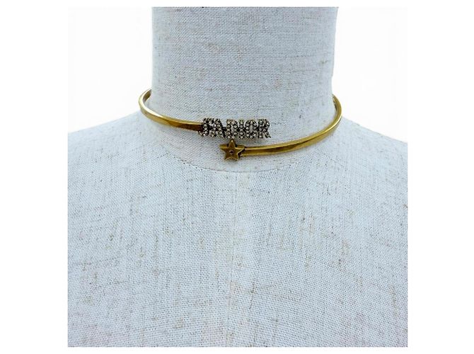 Collana Choker Christian Dior DIOR JADIOR con Logo in Metallo e Stelle di Strass D'oro - vista 2
