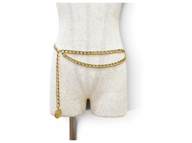 Chanel Vintage Coco Mark Logo Medallion Kettengürtel Golden - Ansicht 2
