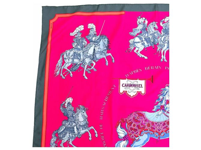 Lenço Hermès Carrousel 100% seda Marrom Rosa Multicor - vista 3
