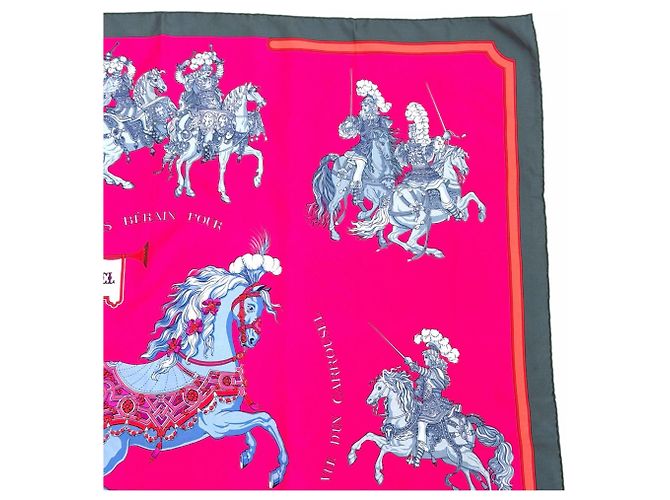 Lenço Hermès Carrousel 100% seda Marrom Rosa Multicor - vista 4